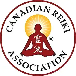 Canadian Reiki Association official logo with meditating figure and golden sunburst representing certified Animal Reiki training